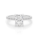 Lab Grown Renee-Radiant Shape Diamond Engagement Ring with Diamond Set Band in White Gold