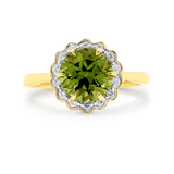 Peridot & Diamond Fancy Halo Ring