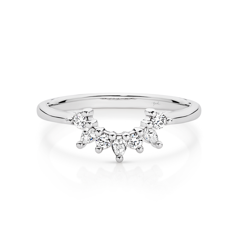 Curved Claw Set White Gold Wedding Ring
