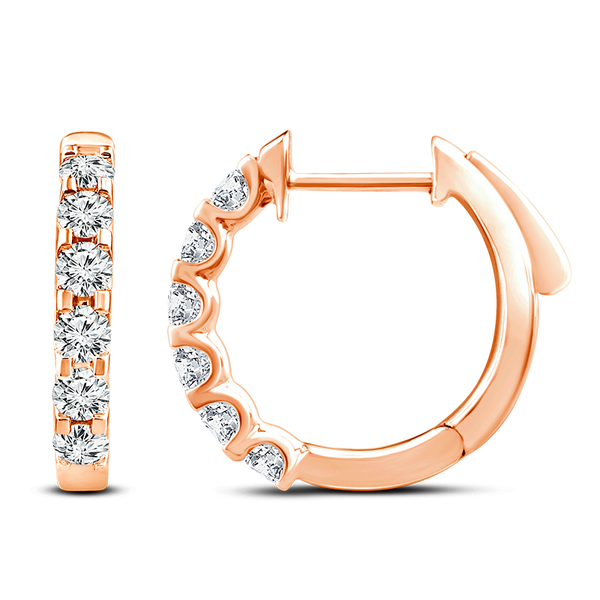 Lab Grown Diamond Rose Gold Huggie Earrings TDW=1.00ct
