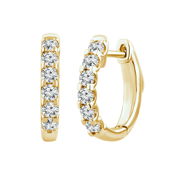 Lab Grown Diamond Yellow Gold Huggie Earrings TDW=0.60ct