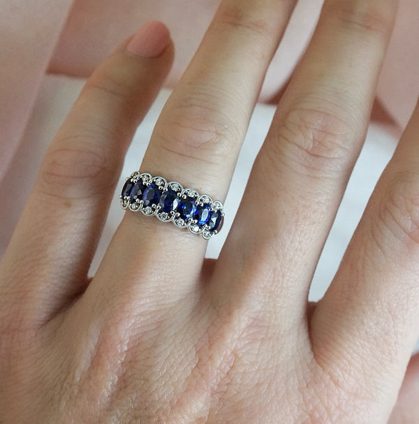 Sapphire & Diamond Anniversary Ring