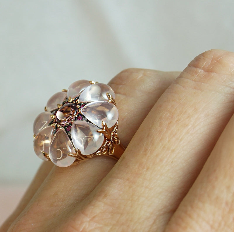 'Grande Roue' Rose Quartz, Pink Sapphire & Pink Tourmaline Ring