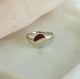 Oval Flat Top 18ct White Gold Signet Ring