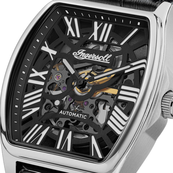 Ingersoll California Automatic Silver 39mm Dial Black Leather