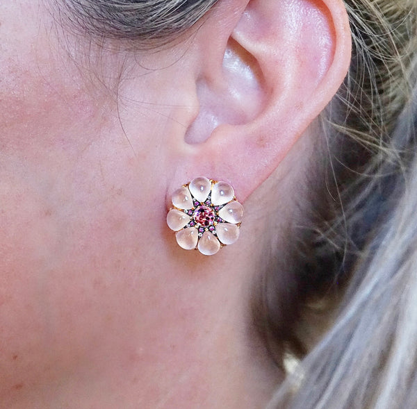 'Grande Roue' Rose Quartz, Pink Sapphire & Pink Tourmaline Earrings