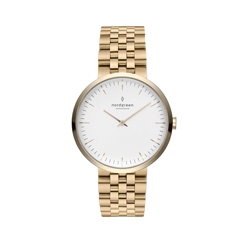 Nordgreen Infinity 32mm White Dial with Gold 5-link Strap