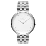 Nordgreen Native White 32mm Dial Silver Watch with Silver 5-Link Strap