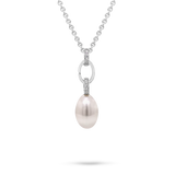 White Gold Pearl & Diamond Pendant