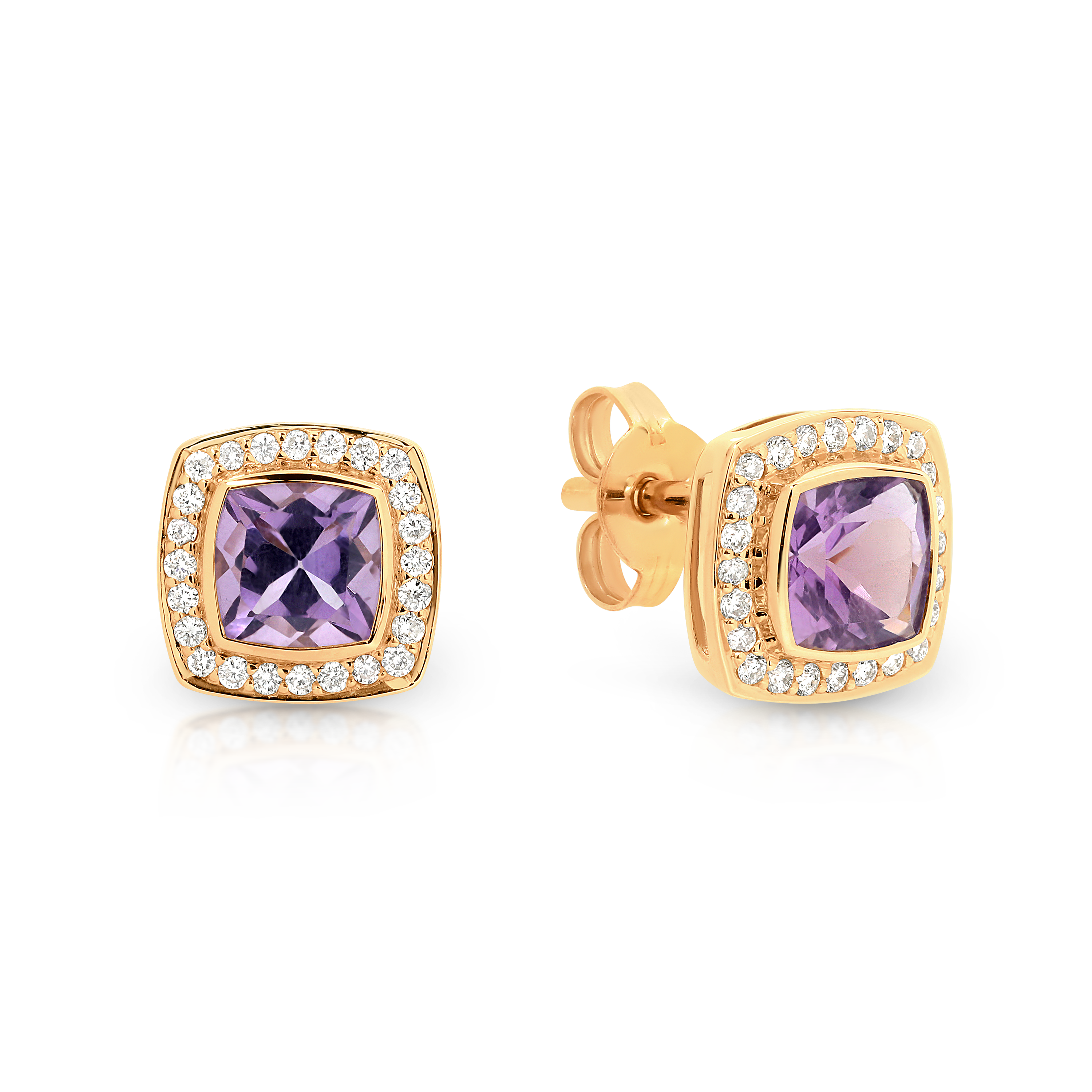 Amethyst and Diamond Stud Earrings