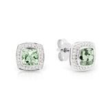 Green Amethyst and Diamond Stud Earrings