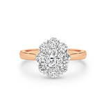 Oval Diamond Halo Rose Gold Ring