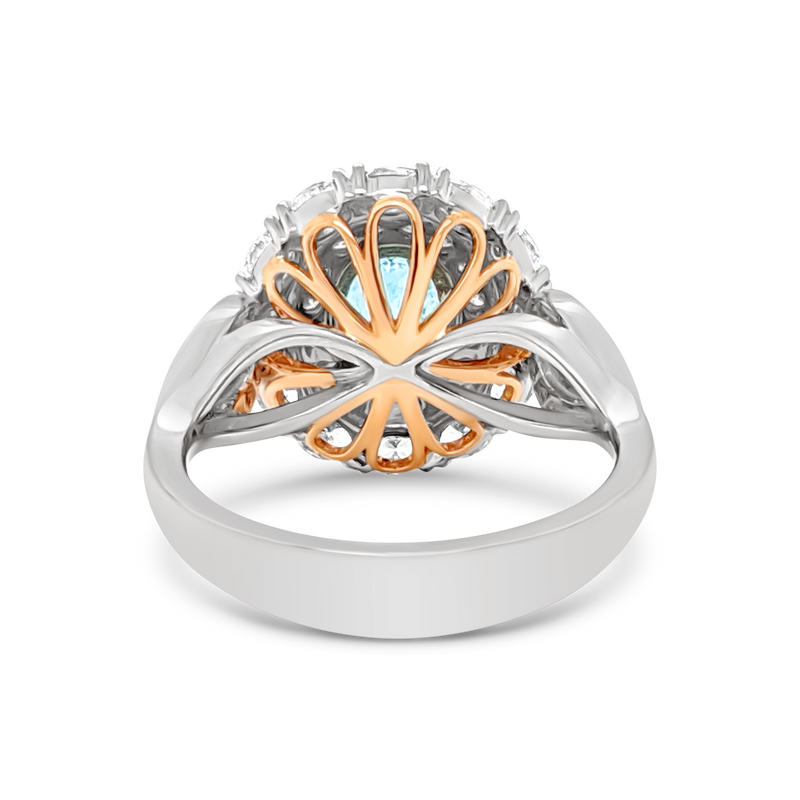 'Isabella' White Gold, Paraiba Tourmaline & Diamond Double Halo Ring