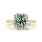 Green Tourmaline & Diamond Fancy Halo Ring