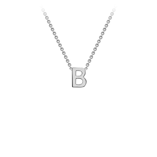 Petite Initial Pendants in White Gold + Chain