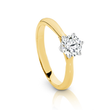 Chloe-Yellow Gold-Round Brilliant Cut Six Claw Set Solitaire Diamond Engagement Ring