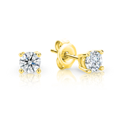 Yellow Gold Mined Diamond Stud Earrings