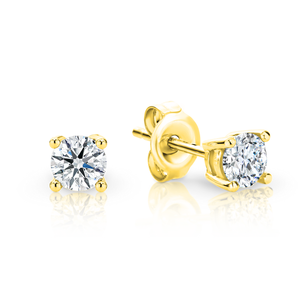 Yellow Gold Mined Diamond Stud Earrings