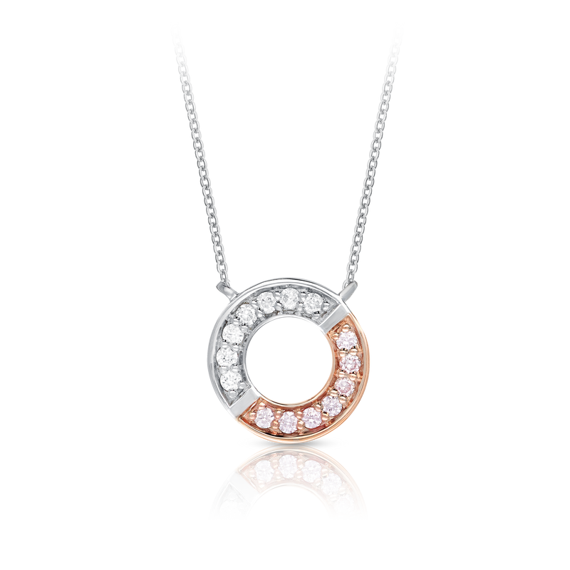 Blush Gemini Pink & White Diamond Circle Necklace