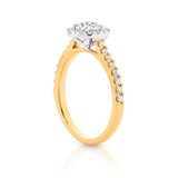 Laura-Yellow Gold-Round Brilliant Cut Diamond Halo Engagement Ring with Diamond Set Band