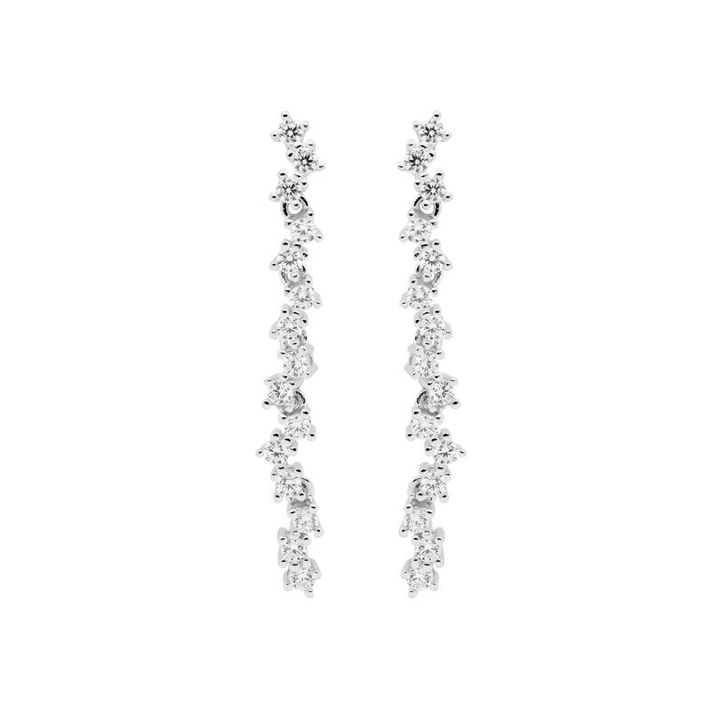 Cubic Zirconia Staggered Drop Earrings