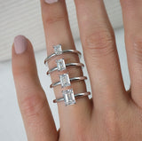 Emily-Emerald Cut Solitaire Diamond Engagement Ring Set in White Gold Band