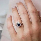 Australian Sapphire & Diamond Halo Ring