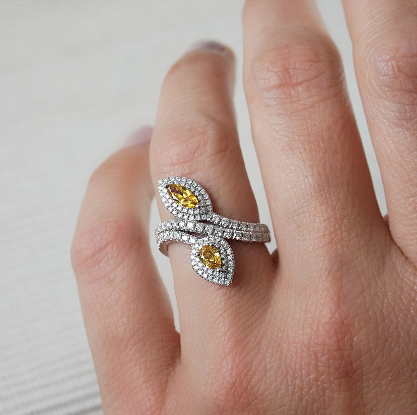 White gold deals yellow diamond ring