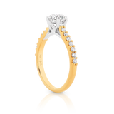 Gabriela-Yellow Gold-Round Brilliant Cut Six Claw Set Diamond Engagement Ring with Diamond Set Band