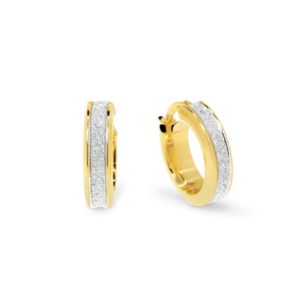 Yellow Gold & White Gold Frosted Hoop Earrings