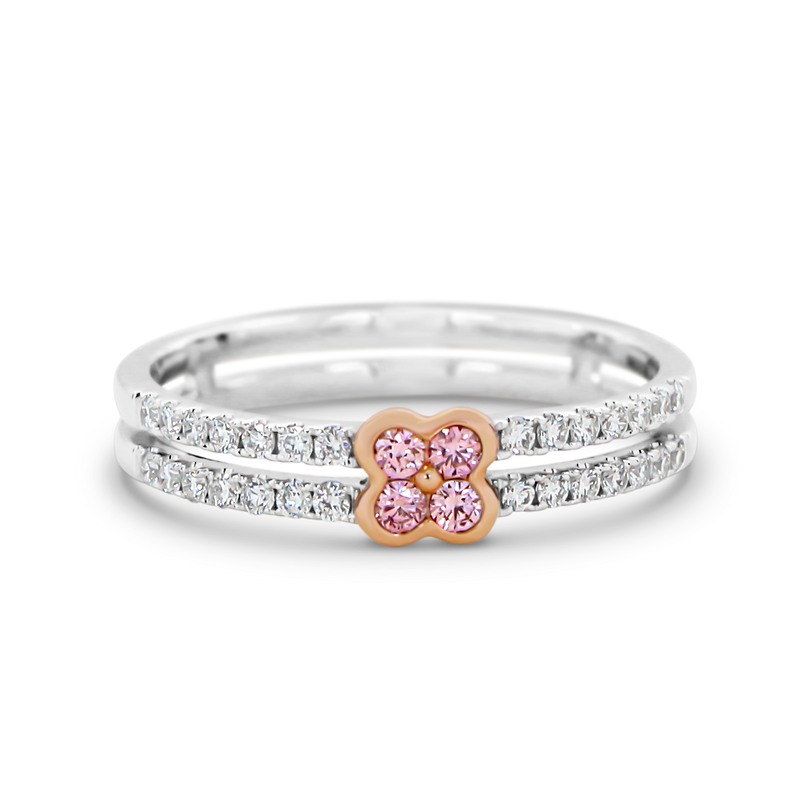 Pink Diamond & Diamond Flower Dress Ring