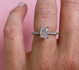 Renee-Radiant Shape Diamond Engagement Ring with Diamond Set Band in White Gold