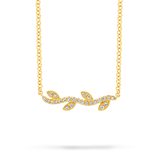 18ct yellow gold diamond vine leaf pendant
