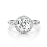Lab Grown Laura-White Gold-Round Brilliant Cut Diamond Halo Engagement Ring with Diamond Set Band