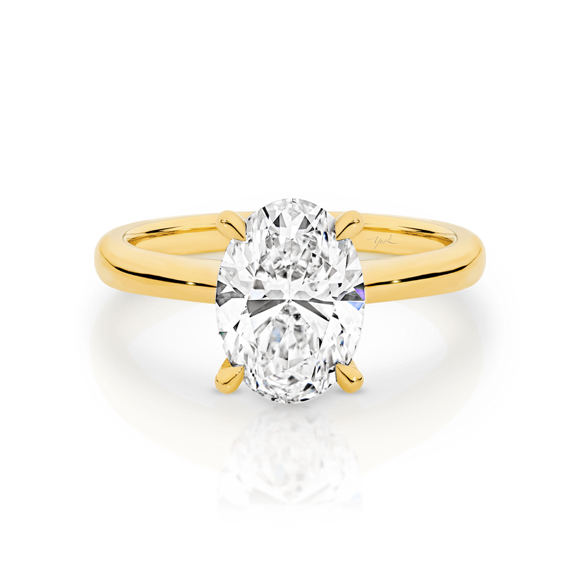 Lab Grown Olivia-Oval Shape Solitaire Diamond Engagement Ring in Yellow Gold