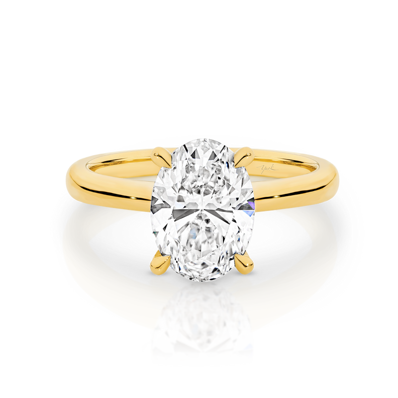 Yellow gold oval diamond engagement deals ring