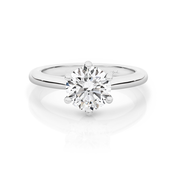 Chloe-White Gold-Round Brilliant Cut Six Claw Set Solitaire Diamond Engagement Ring