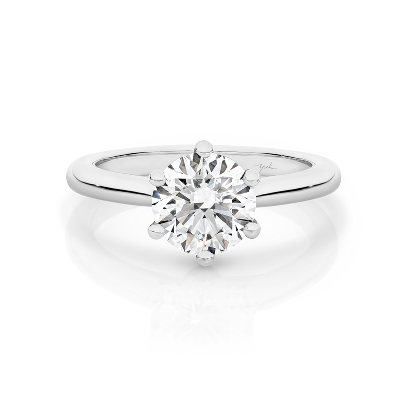Lab Grown Chloe-White Gold-Round Brilliant Cut Six Claw Set Solitaire Diamond Engagement Ring
