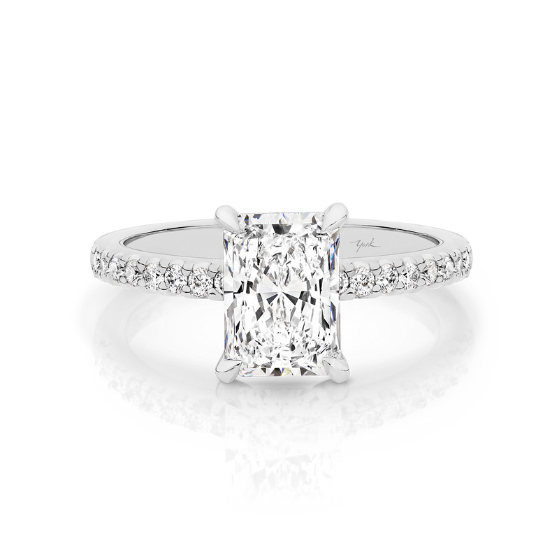 Lab Grown Renee-Radiant Shape Diamond Engagement Ring with Diamond Set Band in White Gold