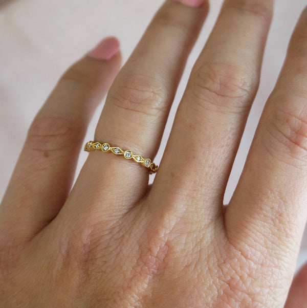Fancy Shaped Diamond Wedding Ring Yellow Gold