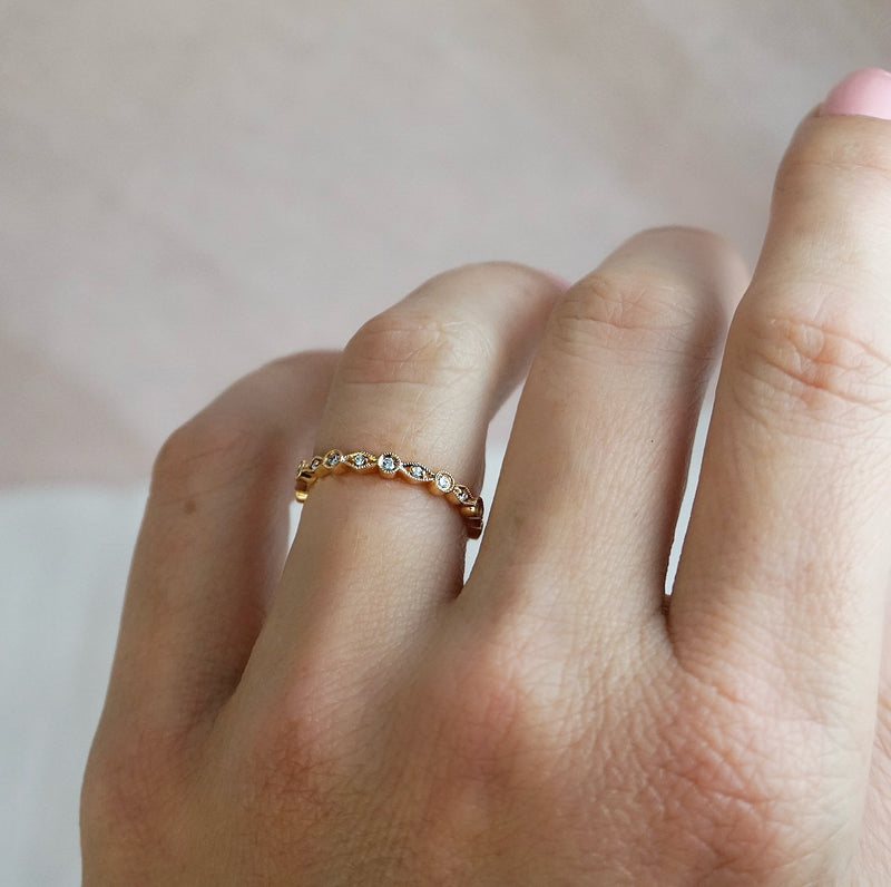 Fancy Shaped Diamond Wedding Ring Rose Gold