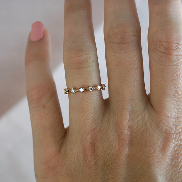 Claw Set Rose Gold Diamond Wedding Ring