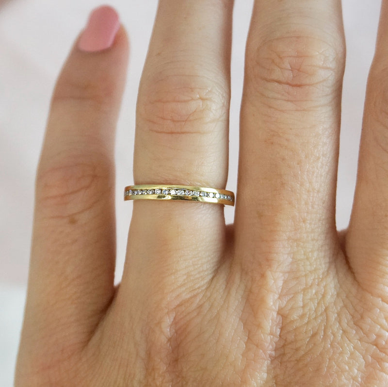 Channel Set Yellow Gold Wedding Ring