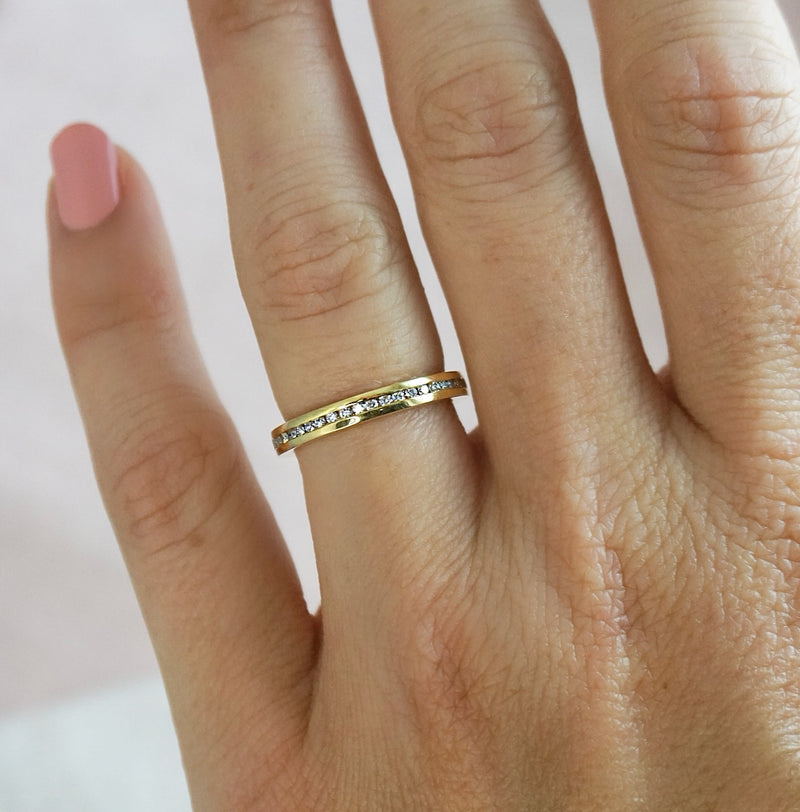 Channel Set Yellow Gold Wedding Ring