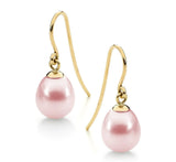 9ct Pink Drop 9mm Freshwater Pearl Shepherd Hook Earrings