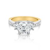 'Roxana' Radiant, Trapezoid & Princess Cut Diamond Trilogy Engagement Ring