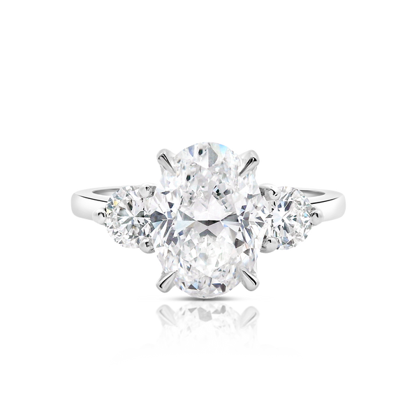 Clara Oval & Round Brilliant Cut Trilogy Diamond Ring