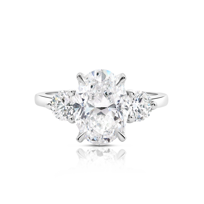 'Clara' Oval & Round Brilliant Cut Trilogy Diamond Ring