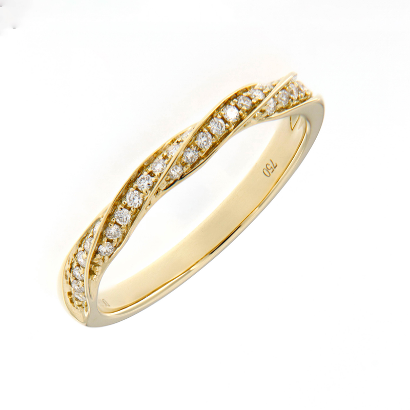 Twist Band Diamond Set Wedding Ring