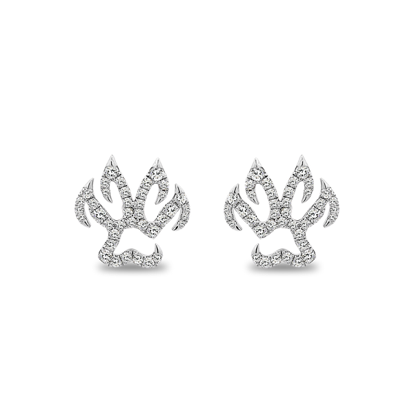 Diamond Set Panther Pawprint Stud Earrings